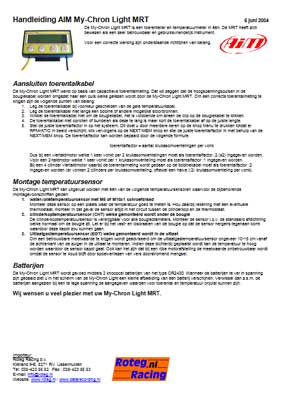 Dutch user manual for MyChron Light MRT