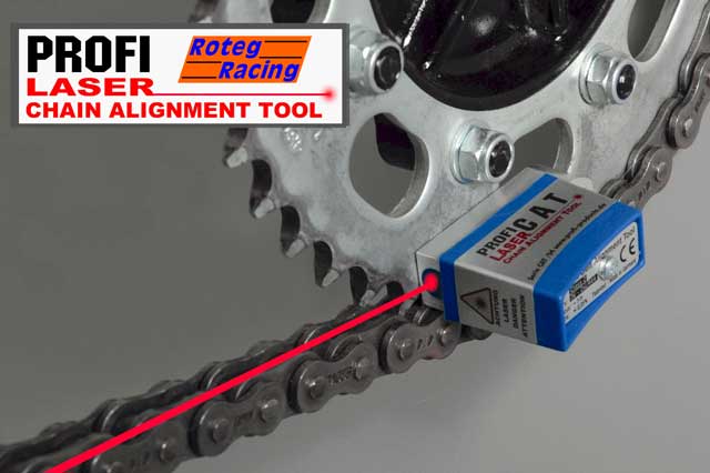 Laser tool for alignment of sprockets