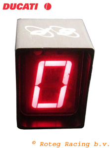 Gear indicator Ducati, 20 mm high red number