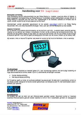 Dutch user manual for TG laptimer